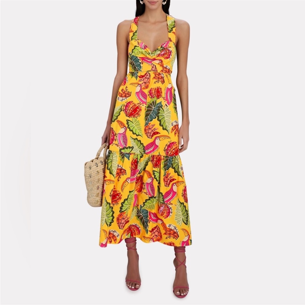 Farm Rio YELLOW BEAKS & BANANAS COTTON
MAXI DRESS Size S